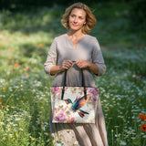 Shineful Hummingbird's Garden Leather Tote Bag