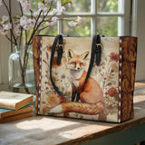 Shineful Whispers of the Fox Leather Tote Bag