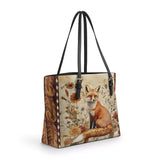 Shineful Whispers of the Fox Leather Tote Bag