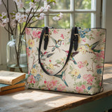 Shineful Hummingbird Symphony Leather Tote Bag