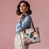 Shineful Hummingbird's Garden Leather Tote Bag