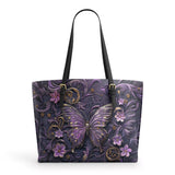 Shineful Midnight Bloom Leather Tote Bag