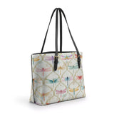 Shineful Dragonfly Garden Leather Tote Bag