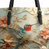 Shineful Hummingbird Whisper Leather Tote Bag