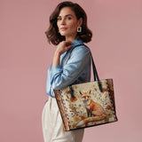 Shineful Whispers of the Fox Leather Tote Bag