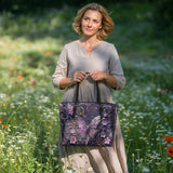 Shineful Midnight Bloom Leather Tote Bag