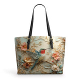 Shineful Hummingbird Whisper Leather Tote Bag