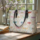 Shineful Dragonfly Garden Leather Tote Bag