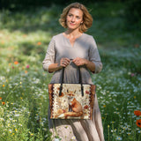 Shineful Whispers of the Fox Leather Tote Bag