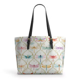 Shineful Dragonfly Garden Leather Tote Bag