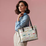Shineful Dragonfly Garden Leather Tote Bag