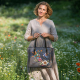 Shineful Leather Tote Bag Hummingbird Nocturne Bloom