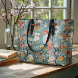 Shineful Leather Tote Bag Floral Rosy Cockatoo