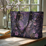 Shineful Midnight Bloom Leather Tote Bag