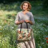 Shineful Hummingbird Whisper Leather Tote Bag