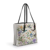 Shineful Leather Tote Bag Hummingbird Winged Bloom