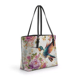 Shineful Hummingbird's Garden Leather Tote Bag