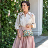 Shineful Leather Crossbody Bag Floral Rosy Cockatoo