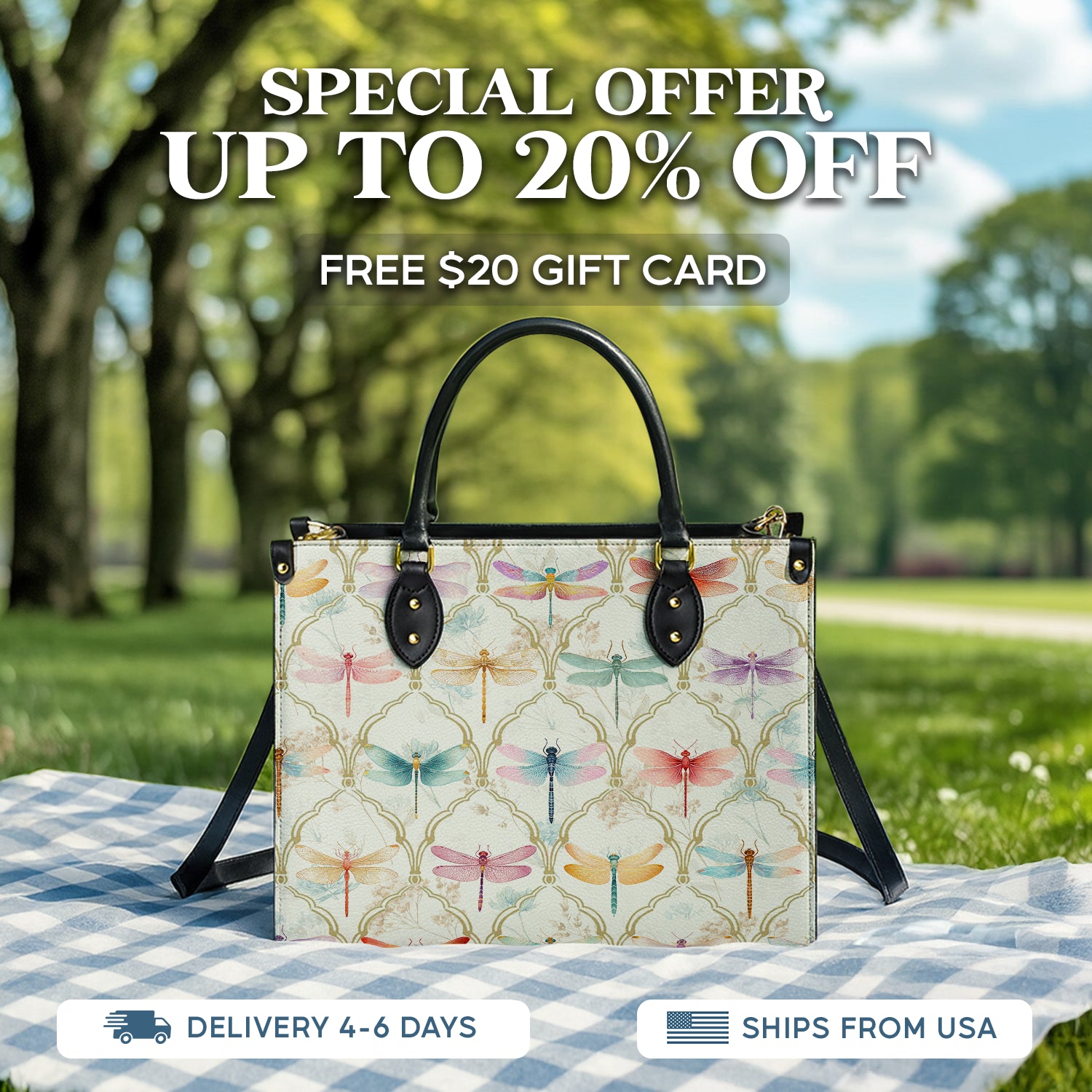 Shineful Dragonfly Garden Leather Bag