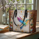 Shineful Leather Tote Bag Hummingbird Luminous Haven