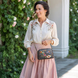 Shineful Leather Crossbody Bag Hummingbird Nocturne Bloom