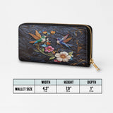 Shineful Leather Wallet Hummingbird Nocturne Bloom