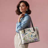 Shineful Leather Tote Bag Hummingbird Winged Bloom