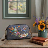 Shineful Leather Crossbody Bag Hummingbird Nocturne Bloom