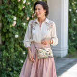 Shineful Hummingbird Winged Bloom Leather Crossbody Bag