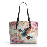 Shineful Hummingbird's Garden Leather Tote Bag