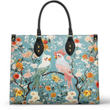 Shineful Floral Rosy Cockatoo Leather Bag