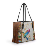 Shineful Leather Tote Bag Hummingbird Luminous Haven