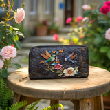 Shineful Leather Wallet Hummingbird Nocturne Bloom