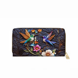 Shineful Leather Wallet Hummingbird Nocturne Bloom
