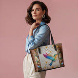 Shineful Leather Tote Bag Hummingbird Luminous Haven